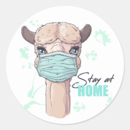 Blijf thuis in Llama Ronde Sticker