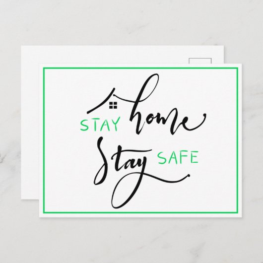 Blijf thuis in zwart-wit en blijf veilig briefkaart (Voorkant / Achterkant)