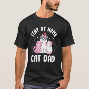 Blijf thuis Kat Vader Kat Vaderdag Kitten Paar T-shirt
