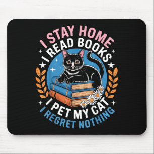 Blijf thuis lees boeken aai kat grappige introvert muismat