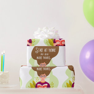 Blijf Thuis Lees Meer Boeken Boekenliefhebber Cadeaupapier