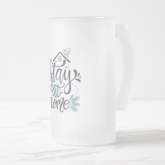 Blijf thuis matglas bierpul (Voorkant rechts)