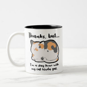 Blijf thuis met mijn kat soort Gal Tweekleurige Koffiemok