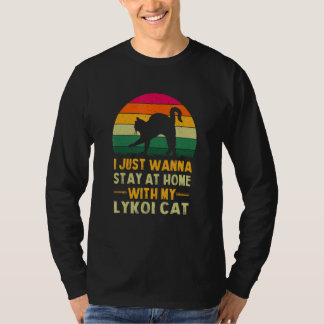 Blijf thuis met mijn Lykoi Cat Funny Cat Mom Humor T-shirt