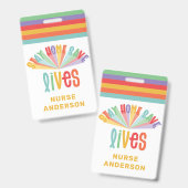 Blijf thuis om levens te redden regenboog kleurrij badge (Front & Back)