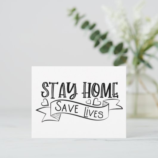 Blijf thuis | Opslaan van levens Briefkaart (Staand voorkant)