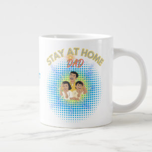 Blijf thuis Papa met Kinder familie hoofd Grote Koffiekop