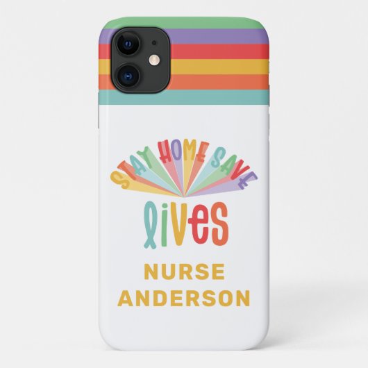 Blijf thuis redden levens regenboogkleurig Case-Mate iPhone case (Achterkant)