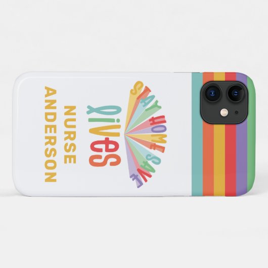 Blijf thuis redden levens regenboogkleurig Case-Mate iPhone case (Achterkant (horizontaal))