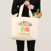 Blijf thuis redden levens regenboogkleurig grote tote bag (Voorkant (product))