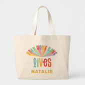 Blijf thuis redden levens regenboogkleurig grote tote bag (Voorkant)