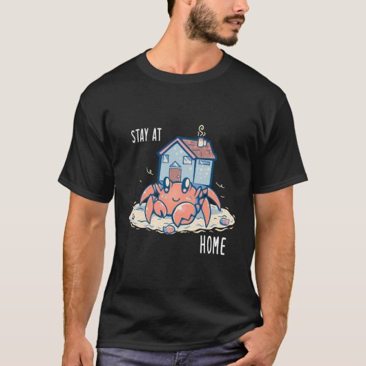 Blijf thuis Schattigee Hermit Crab T-shirt (Voorkant)