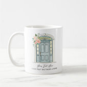 Blijf thuis Veilig koloniale voordeur Koffiemok (Links)