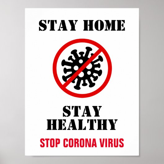 Blijf thuis Veilig stoppen Corona Virus Covid19 Poster (Voorkant)