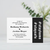 Blijf thuis Veilig uitgestelde weddenschappen Kaar RSVP Kaartje (Staand voorkant)