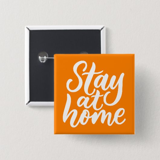 Blijf thuis vierkante button 5,1 cm (Voorkant /achterkant)