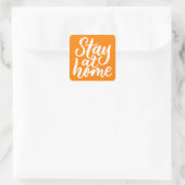 Blijf thuis vierkante sticker (Tas)