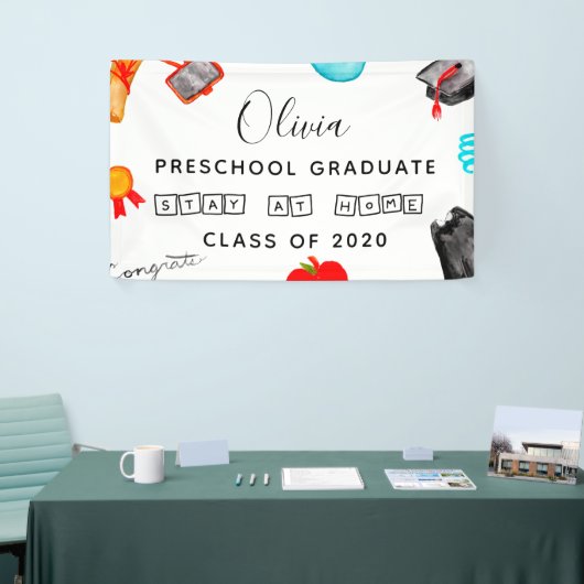 "Blijf thuis"Voorschoolse Afstuderen 2020 Spandoek (Beurs)