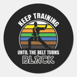 Blijf trainen tot de riem zwart wordt grappig rust ronde sticker