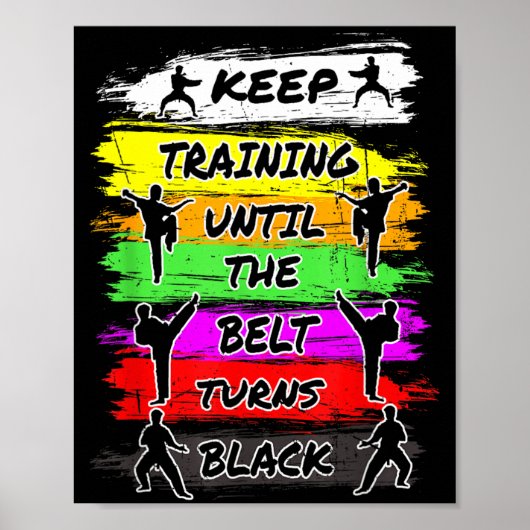 Blijf trainen totdat de band zwart wordt Retro Poster (Voorkant)