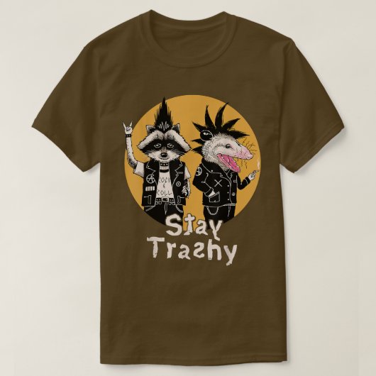 Blijf trashy Funny Raccoon Opossum Retro T-shirt (Design voorkant)