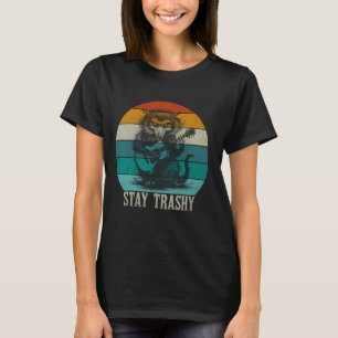 Blijf Trashy Raccoon Gitaar Grappig Ontwerp T-shirt