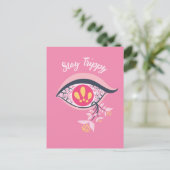 Blijf Trippy Eye Pink Floral Psychedelic Briefkaart (Staand voorkant)