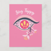 Blijf Trippy Eye Pink Floral Psychedelic Briefkaart (Voorkant)