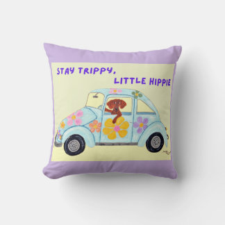 Blijf Trippy, kleine hippie-dachshond in auto Kussen