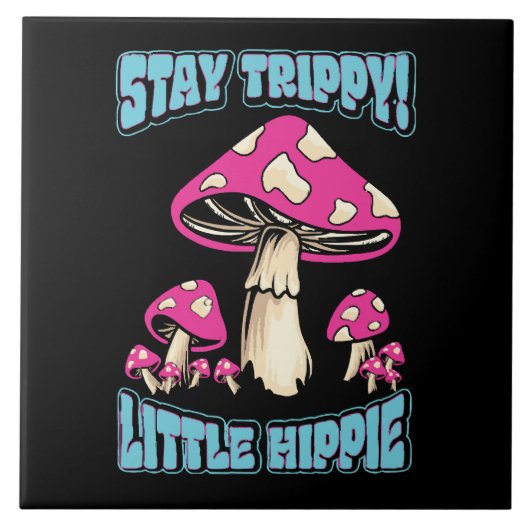 Blijf Trippy! Kleine Hippie Tegeltje (Voorkant)