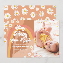 Blijf Trippy Little Hippie Retro Daisy Birthday In Kaart