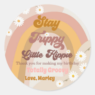Blijf Trippy Little Hippie Retro Groovy Dank je Ronde Sticker