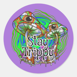 Blijf Trippy Psychedelic Mushroom oogoog Ronde Sticker