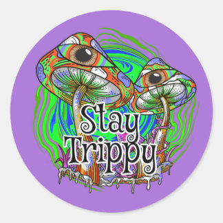 Blijf Trippy Psychedelic Mushroom oogoog Ronde Sticker