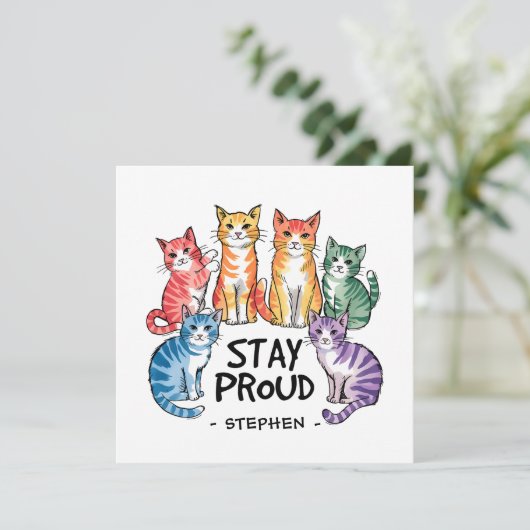 Blijf trots – Rainbow Cat LGBTQ Pride (Staand voorkant)
