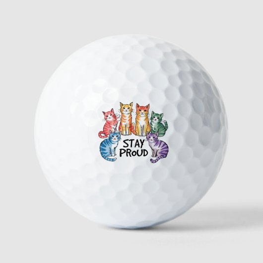 Blijf trots – Rainbow Cat LGBTQ Pride Golfballen (Voorkant)