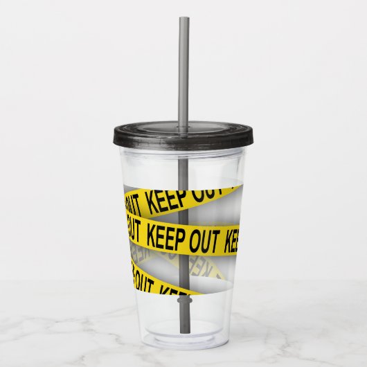 Blijf uit de buurt, kruis politietape 3d niet acryl drinkbeker (Voorkant)