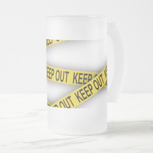 Blijf uit de buurt, kruis politietape 3d niet matglas bierpul (Voorkant rechts)