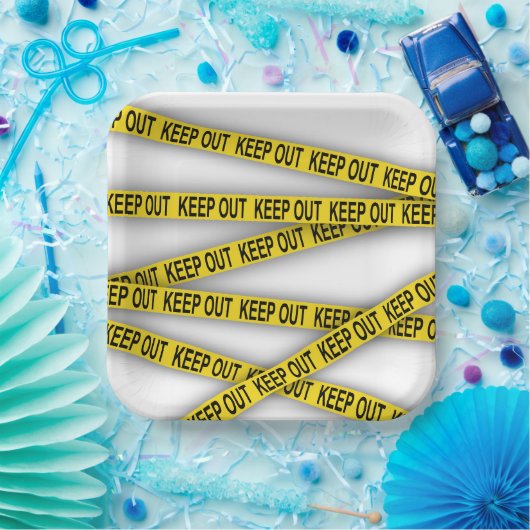 Blijf uit de buurt, kruis politietape 3d niet papieren bordje (Feest)