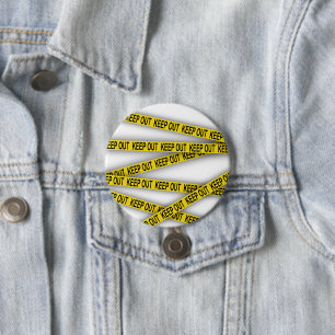 Blijf uit de buurt, kruis politietape 3d niet ronde button 7,6 cm
