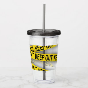 Blijf uit de buurt niet oversteken politie tape 3d acryl drinkbeker