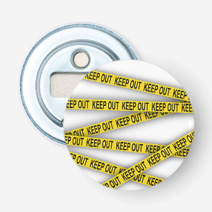 Blijf uit de buurt niet oversteken politie tape 3d button flesopener