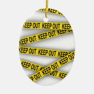 Blijf uit de buurt niet oversteken politie tape 3d keramisch ornament