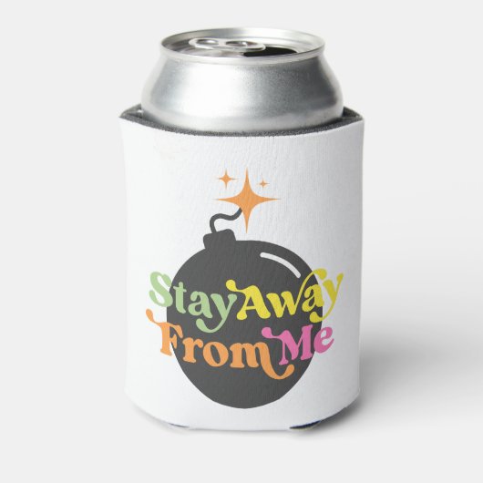 Blijf uit de buurt van me bom grappige snurk sarca blikjeskoeler (Blikje Achterkant)