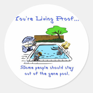 Blijf uit de genpool ronde sticker
