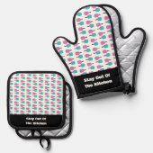 Blijf uit de keuken Grappige Pickleball Paddle Ovenwant & Pannenlap Set (Voorkant / Achterkant)