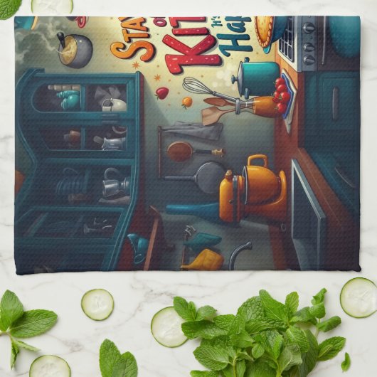 Blijf uit de keuken - leuke en levendige handdoek (Gevouwen)