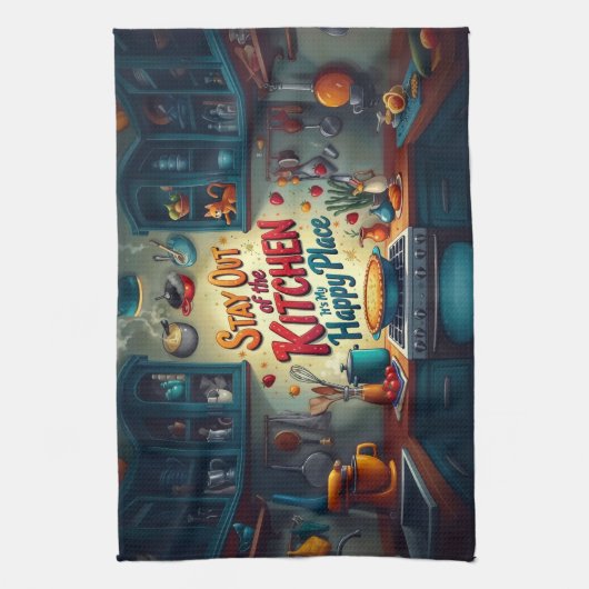 Blijf uit de keuken - leuke en levendige handdoek (Verticaal)