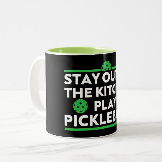 Blijf uit de keuken met Pickleball Tweekleurige Koffiemok (Voorkant links)
