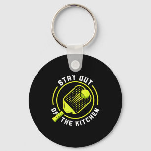 Blijf uit de keuken pickleball-paddle sleutelhanger